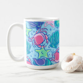 Crab för Snäcka av Preppy Beach Kaffemugg
