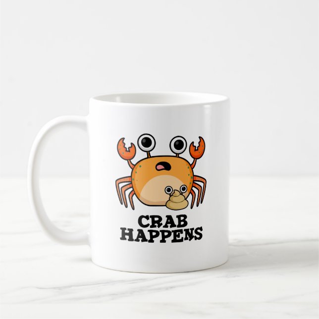 Crab Happens Funny Animal Pun Kaffemugg (Vänster)