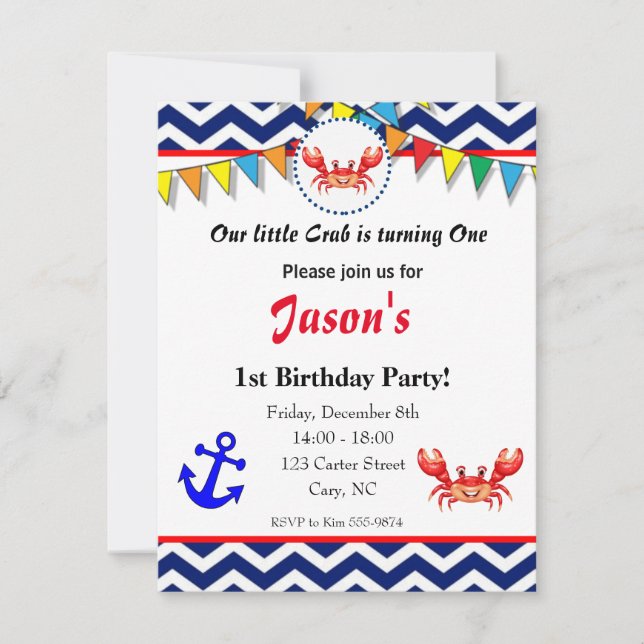 Crab-illustrationsinbjudan Inbjudningar (Framsida)