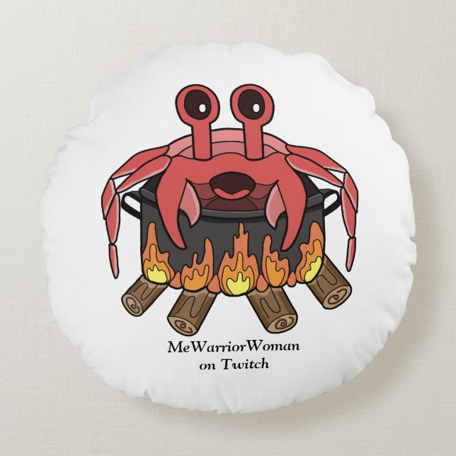 Crab in Pot, MeWarriorWoman på Twitch Rund Kudde (Framsidan)