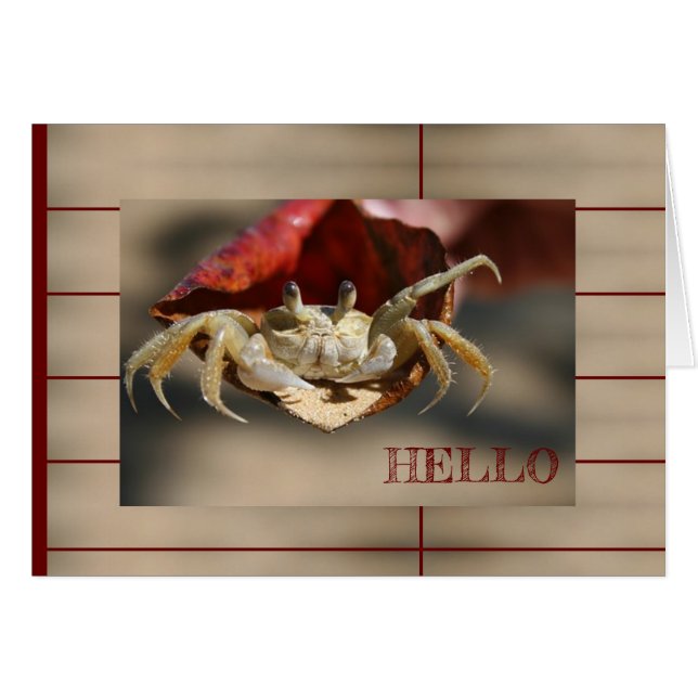 Crab in Red Löv Greeting Card Hälsningskort (Framsidan Horizontal)