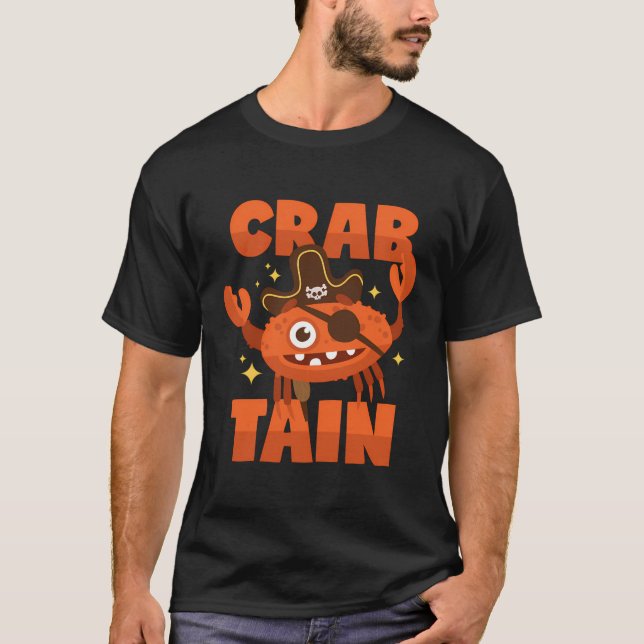 Crab Kapten Kräftor Pun Pirat T Shirt (Framsida)