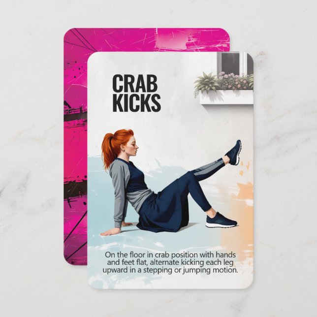 Crab Kicks Fitness Card with Pink Backing Spara Datumet (Fram/baksida)