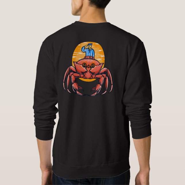Crab Kingdom Guardian Fantasy Illustration Mjuk Co Lång Ärmad Tröja (Baksida)