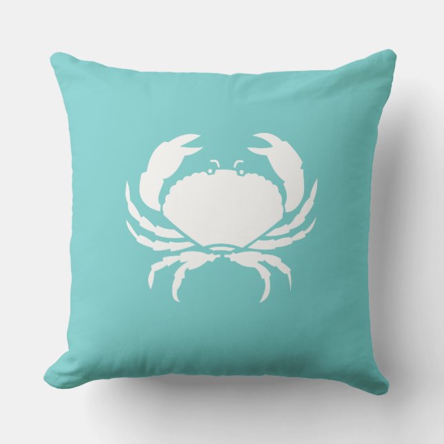 CRAB/krabby teal sea blue-kudde Utomhuskudde (Framsida)