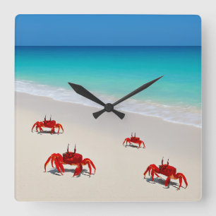 Crab Life-väggsluss - Fyrkantiga dekordedesign 4 k Fyrkantig Klocka