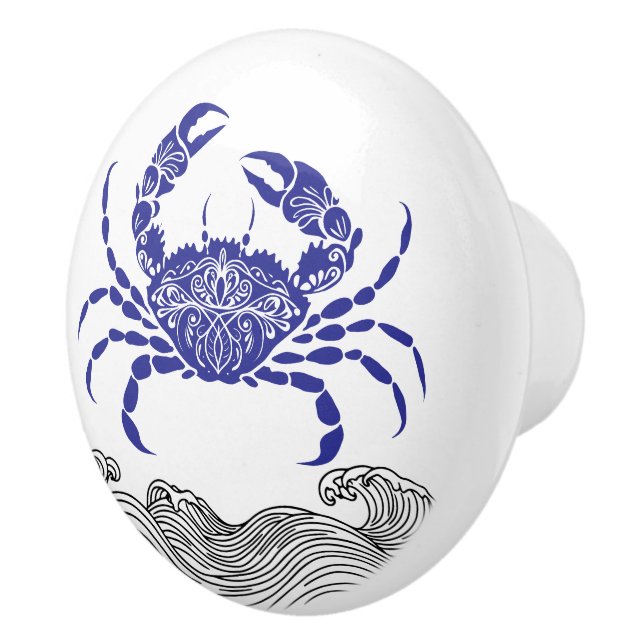 Crab Mandala Blue Knopp (Höger)