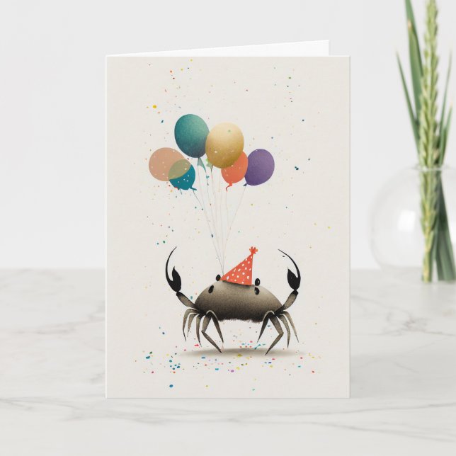 Crab med färgat bubblor-gratulationskort kort (Framsida)