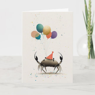 Crab med färgat bubblor-gratulationskort kort