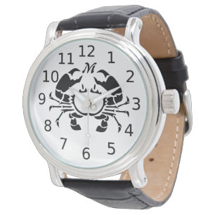 Crab Monogram i Black Stencil Stil Armbandsur