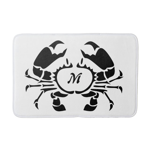 Crab Monogram i Black Stencil Stil Badrumsmatta (Framsidan)