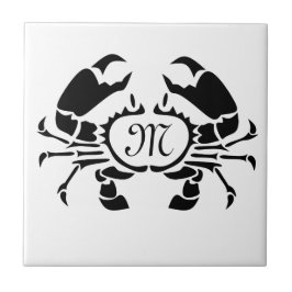 Crab Monogram i Black Stencil Stil Kakelplatta