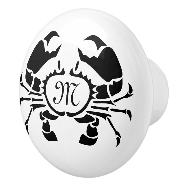 Crab Monogram i Black Stencil Stil Knopp (Höger)