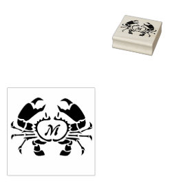 Crab Monogram i Black Stencil Stil Stämpel