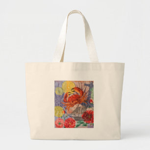 Crab Nautical Beach Seafood Art Jumbo Tygkasse