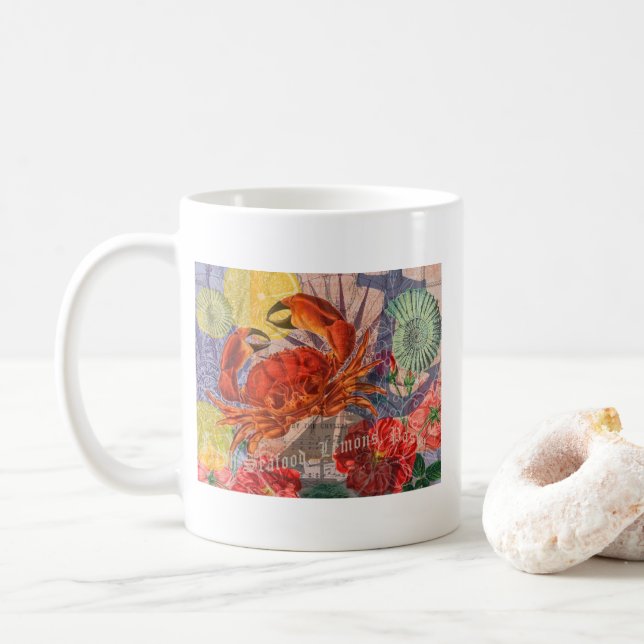 Crab Nautical Beach Seafood Art Kaffemugg (Med munk)