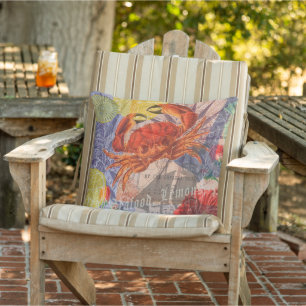 Crab Nautical Beach Seafood Art Kudde