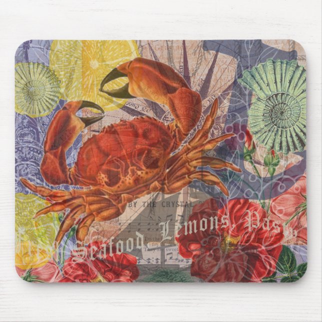 Crab Nautical Beach Seafood Art Musmatta (Framsidan)