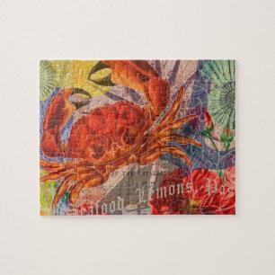 Crab Nautical Beach Seafood Art Pussel