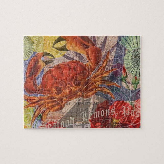 Crab Nautical Beach Seafood Art Pussel (Horisontell)