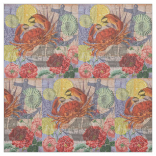 Crab Nautical Beach Seafood Art Tyg