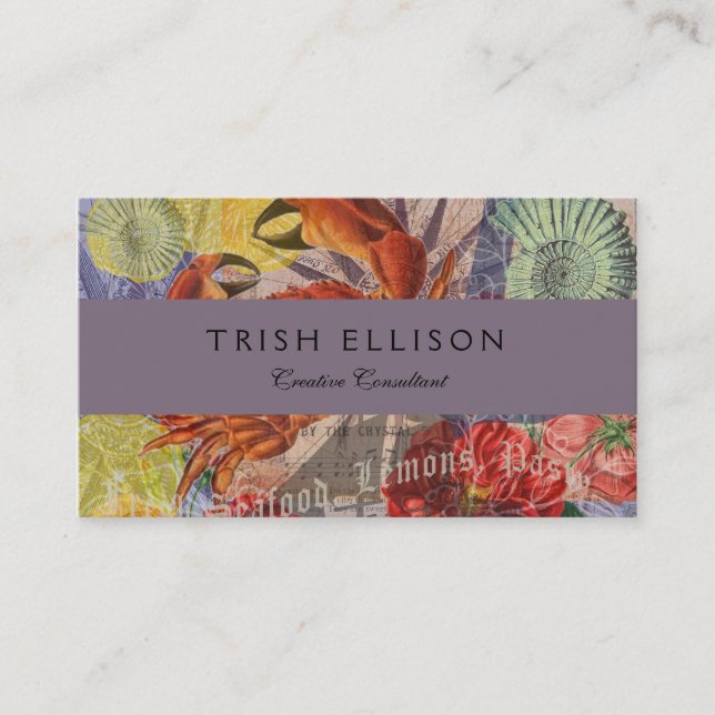 Crab Nautical Beach Seafood Art Visitkort (Framsida)