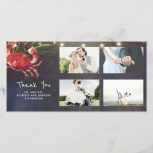 Crab Nautical Beach Wedding Bröllop Tack Kort
