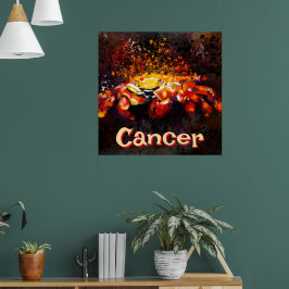 Crab Nautical Coastal Beach Cancer Personlig Poster