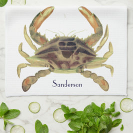 Crab Nautical Coastal Tan Khaki Sandy Kökshandduk