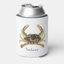 Crab Nautical Grått Blue och Grönt Can Cooler