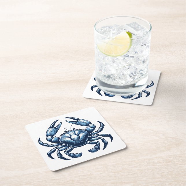 Crab Nautical Underlägg Papper Kvadrat (Insitu)