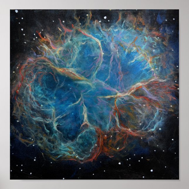 Crab Nebula Space Art Painting Poster (Framsidan)