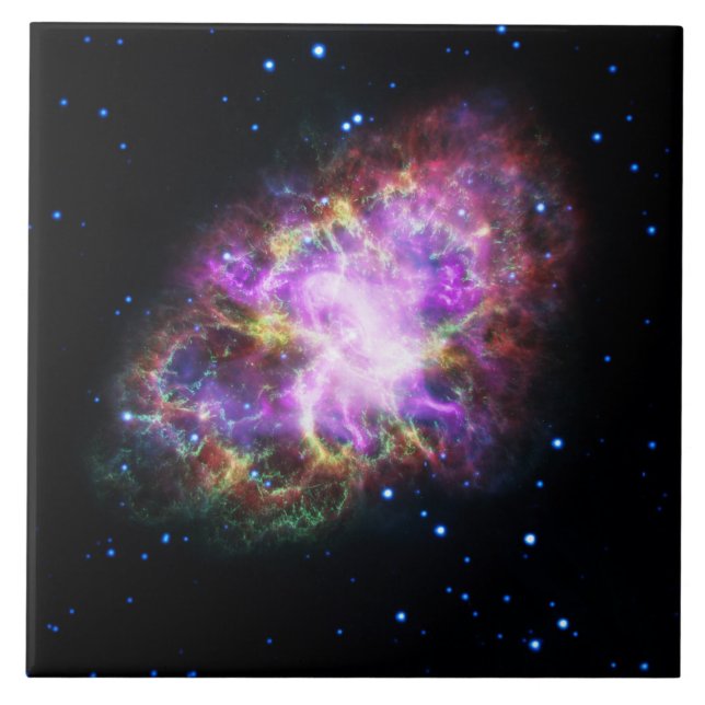Crab Nebula Supernova Remnant Hubble Composite Kakelplatta (Framsidan)
