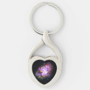 Crab Nebula Supernova Remnant Hubble Composite Twisted Heart Silverfärgad Nyckelring