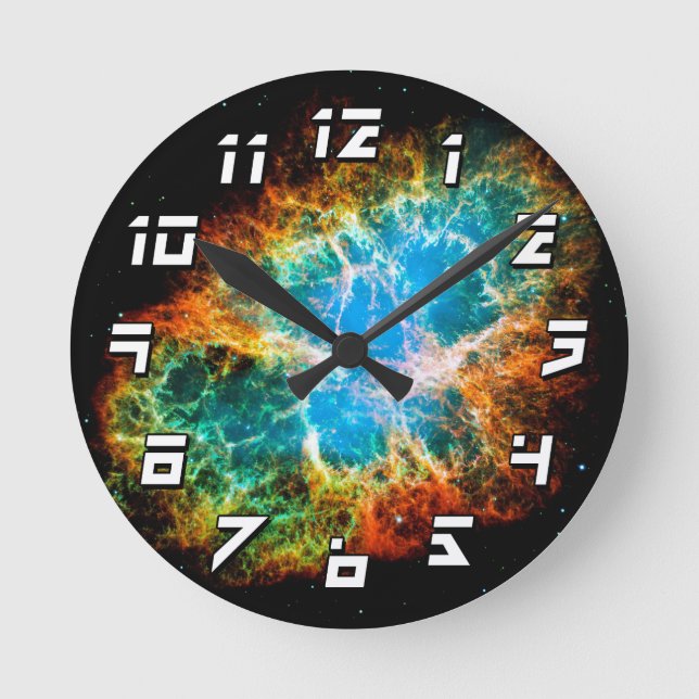 Crab Nebula Supernova Remnant Hubble Space Photo Rund Klocka (Framsida)