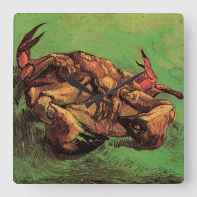 Crab på baksidan av Vincent van Gogh Fyrkantig Klocka (Framsida)