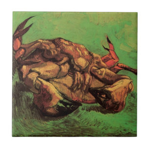 Crab på baksidan av Vincent van Gogh Kakelplatta