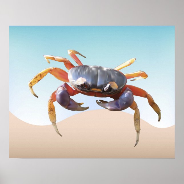 Crab på Beach Poster (Framsidan)