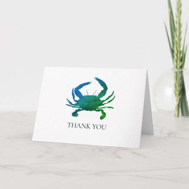 Crab Painting Coastal Summer Tack Kort (Framsida)