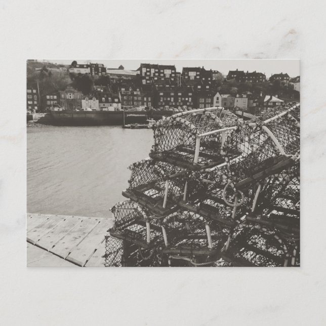 Crab pots, Whitby harbor, North Yorkshire. Vykort (Framsida)