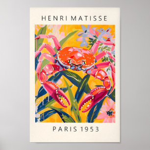 Crab Print, Beachy Dopamin Decor, Matisse Poster, Poster