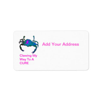 Crab Rosa Ribbon Address Label Adressetikett