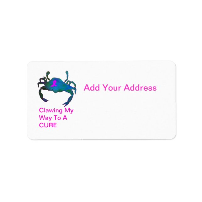 Crab Rosa Ribbon Address Label Adressetikett (Framsidan)