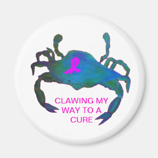 Crab Rosa Ribbon Magnet Breast Cancer Awareness