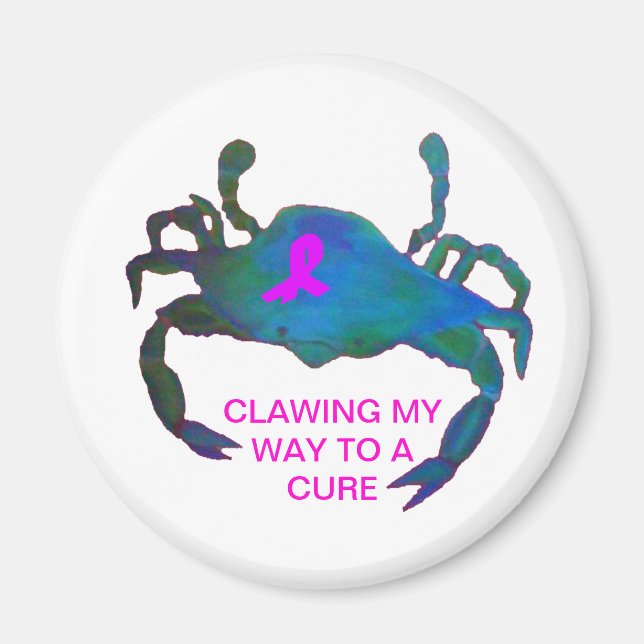 Crab Rosa Ribbon Magnet Breast Cancer Awareness (Framsidan)