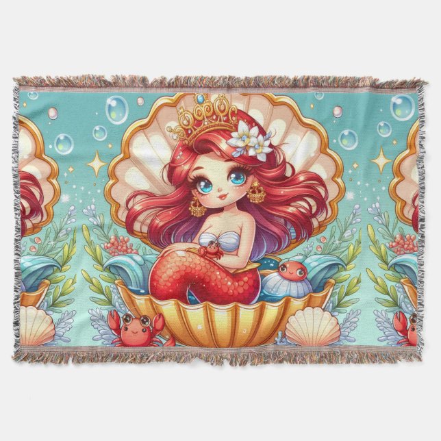 Crab Royalty i väggklocka i Coral Cove Drawstring  Filt (Framsidan)