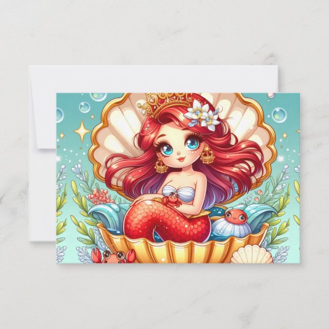 Crab Royalty i väggklocka i Coral Cove Drawstring  Inbjudningar (Framsida)