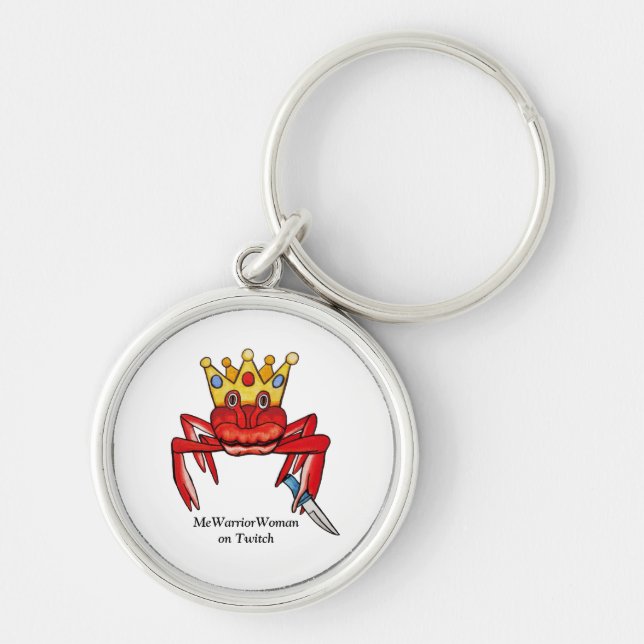 Crab Royalty med knivar, MeWarriorWoman på Twitch Rund Silverfärgad Nyckelring (Framsidan)