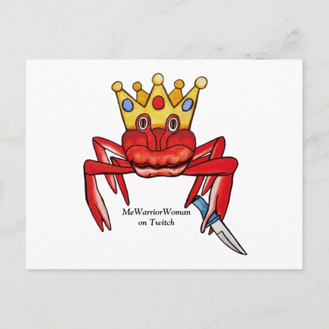 Crab Royalty med knivar, MeWarriorWoman på Twitch Vykort (Framsida)
