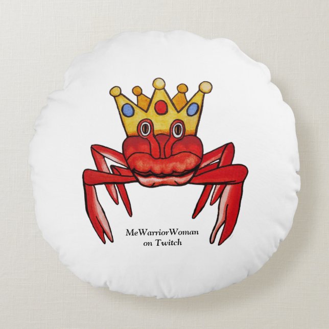 Crab Royalty, MeWarriorWoman på Twitch Rund Kudde (Framsidan)